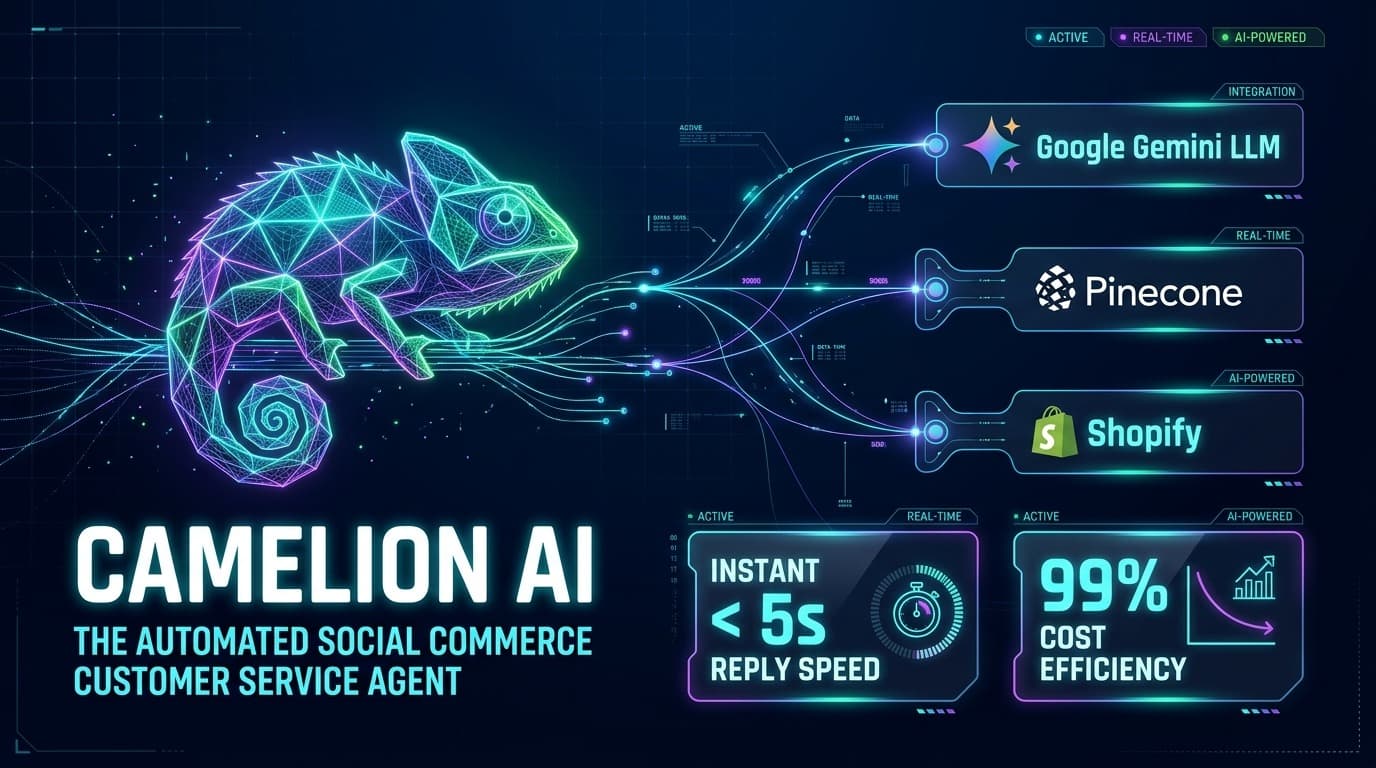 Camelion AI: a multi-agent social commerce support agent built on Google Gemini, Pinecone and Shopify.